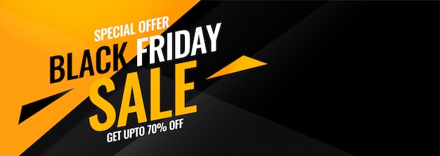 Black friday yellow and black abstract sale banner