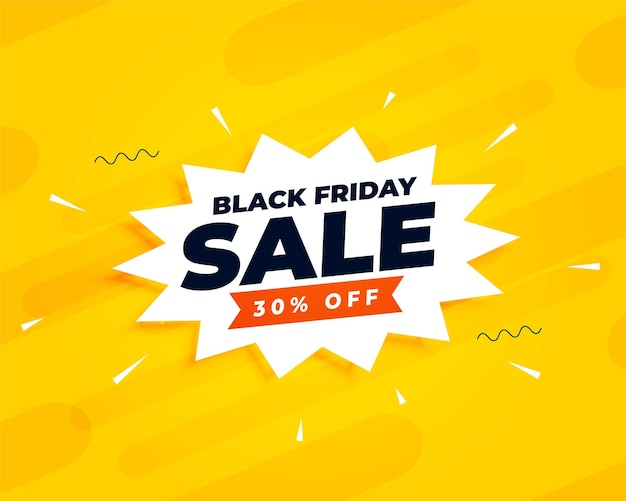 Free vector black friday yellow sale background with 30 discount offer