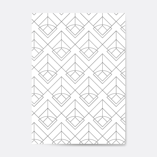 Black geometric seamless pattern on a white card