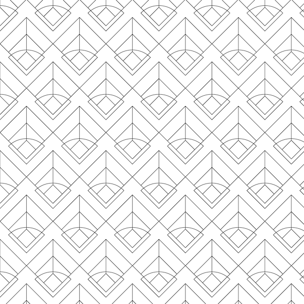 Black geometric seamless patterns set on a white background