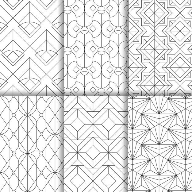 白い背景に設定された黒の幾何学的なシームレスパターン
