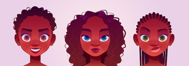 Black girl avatars young female characters faces