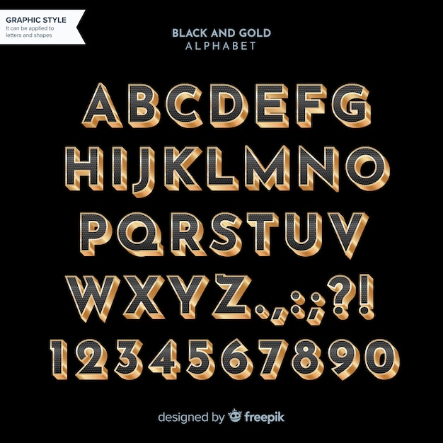 Black and gold alphabet