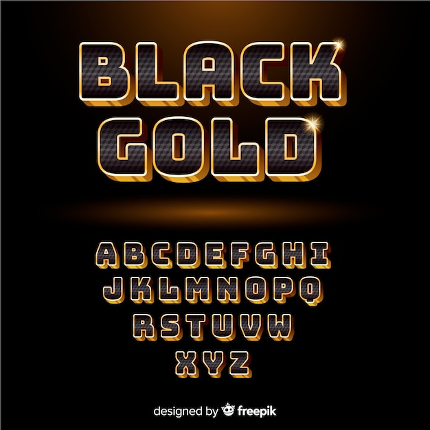 Black and gold alphabet