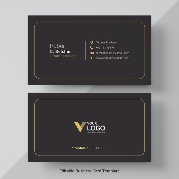 Black and gold business card Free Vector