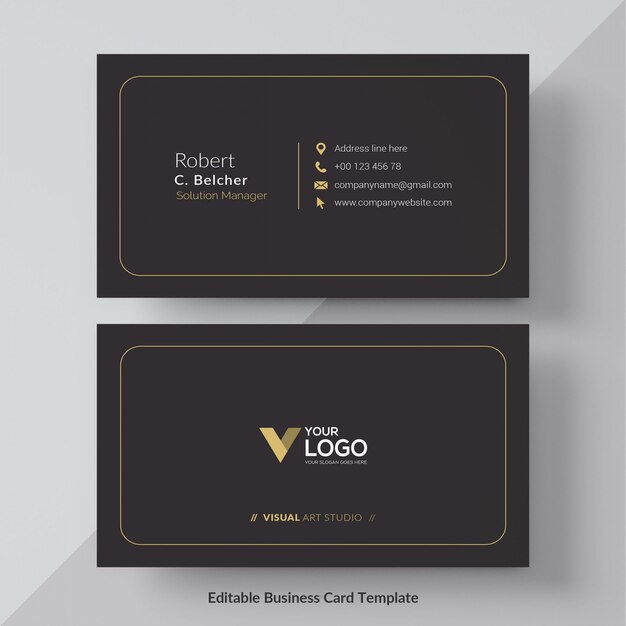 black and gold business card free vector