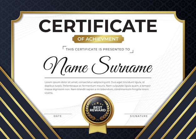 Black and gold certificate design template