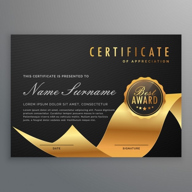 Free vector black and gold certificate