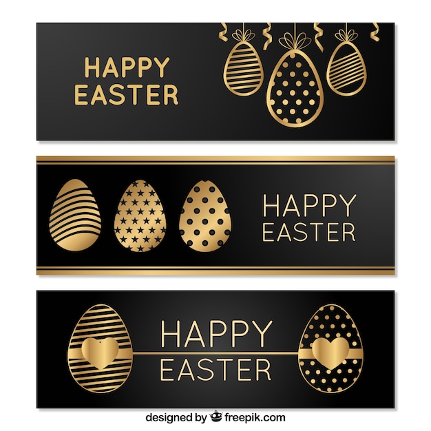 Free vector black & gold easter day card collection