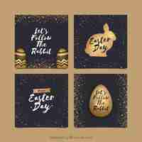 Free vector black & gold easter day card collection