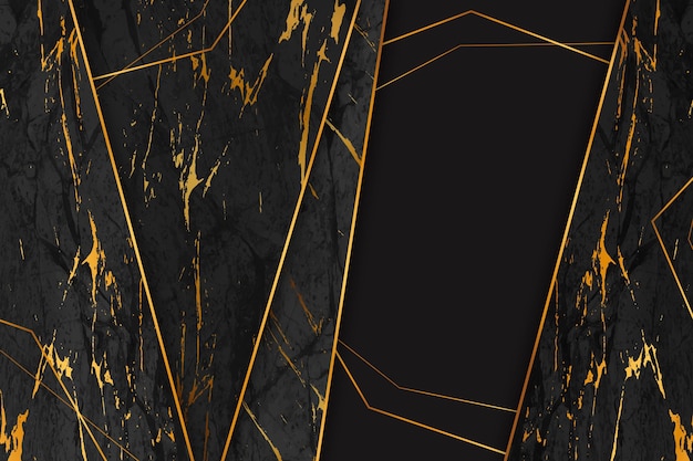 Free vector black and gold geometric marble background