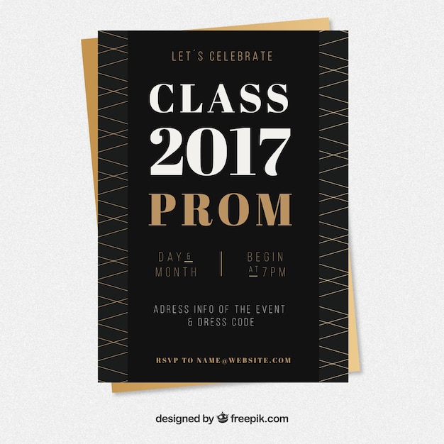 Free vector black and gold graduation party poster