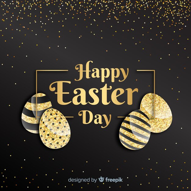Black and gold happy easter day background