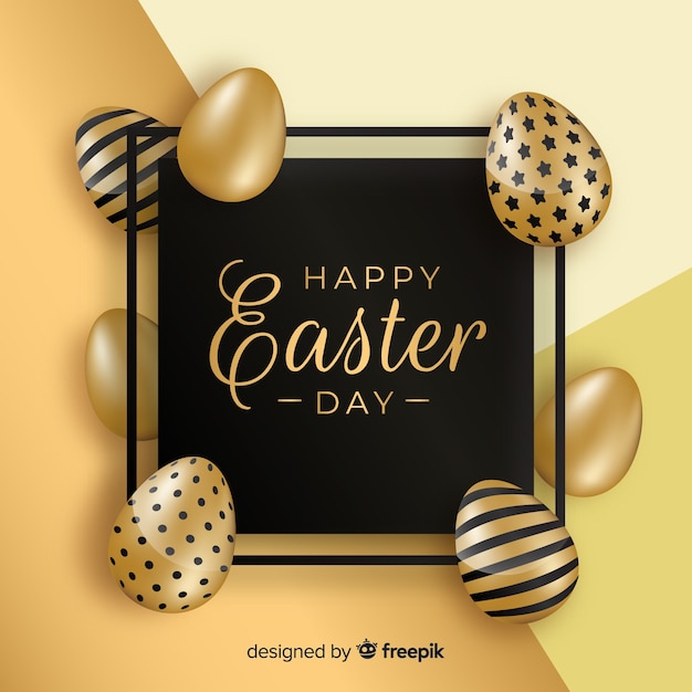 Black and gold happy easter day background