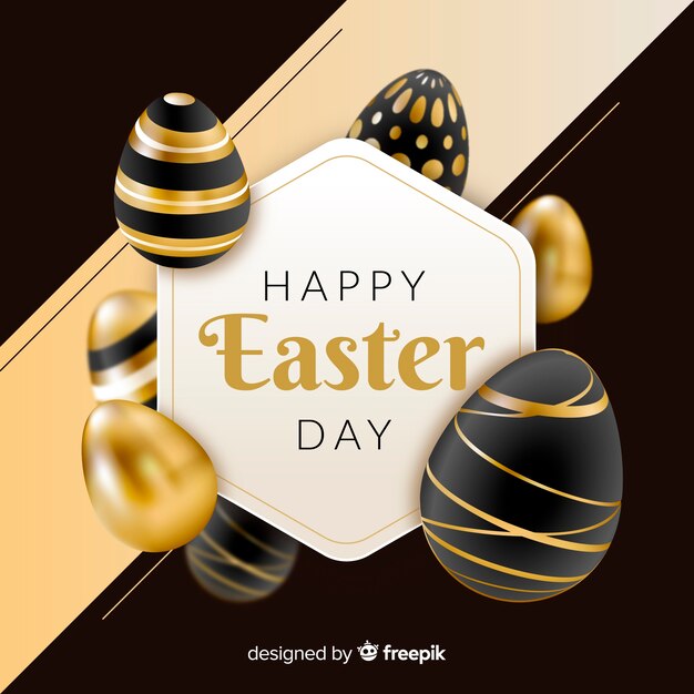 Black and gold happy easter day background