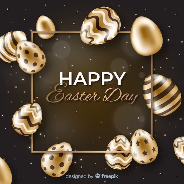 Black and gold happy easter day background