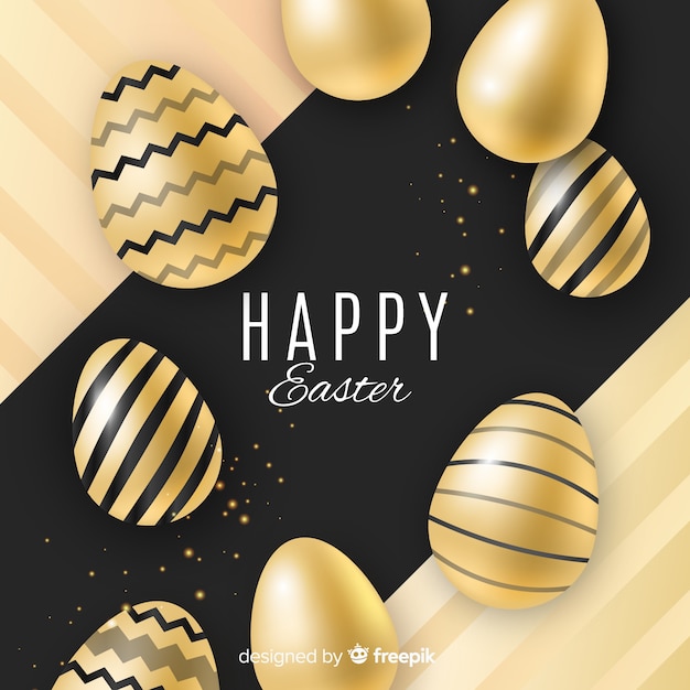 Free vector black and gold happy easter day background