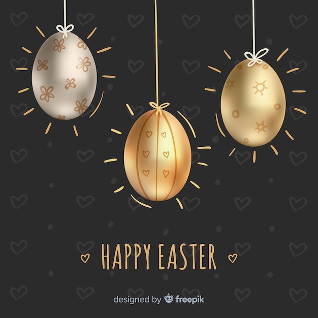 Black and gold happy easter day background