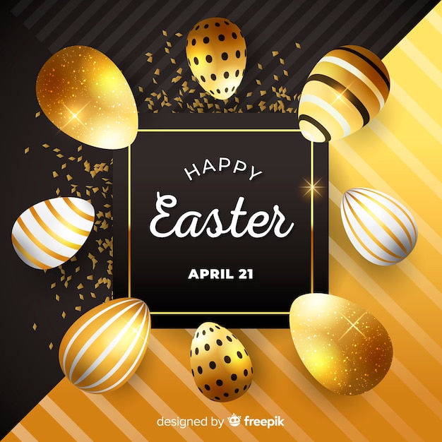 Free vector black and gold happy easter day background