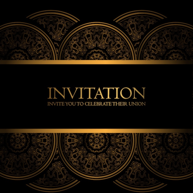 Free vector black and gold invitation