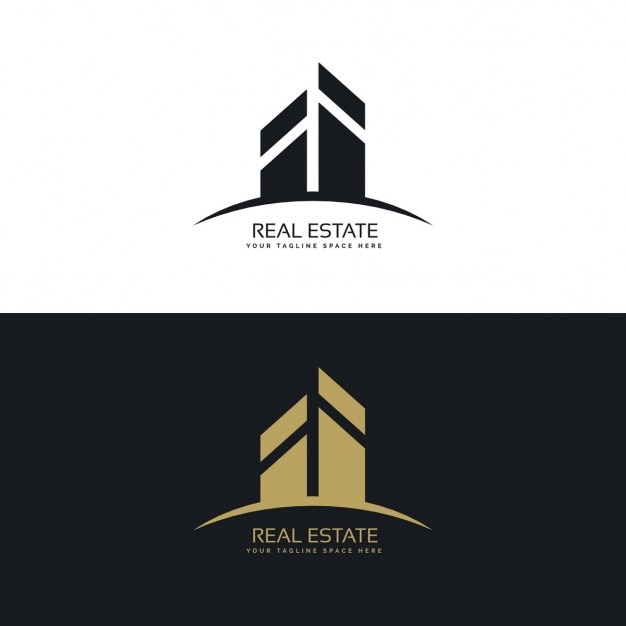 Free vector black and gold real estate logo