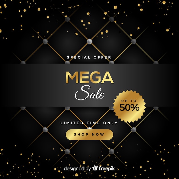 Free vector black and gold sale background