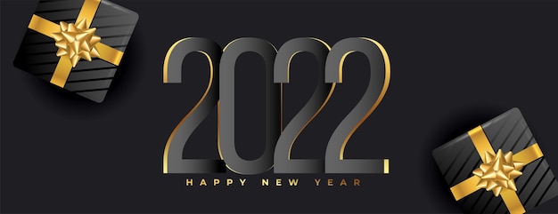 Black and golden 2022 realistic web banner design