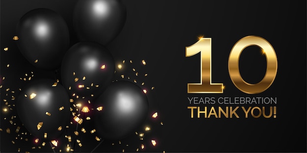 Free vector black and golden anniversary celebration