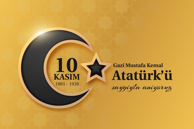 Free vector black and golden ataturk memorial day