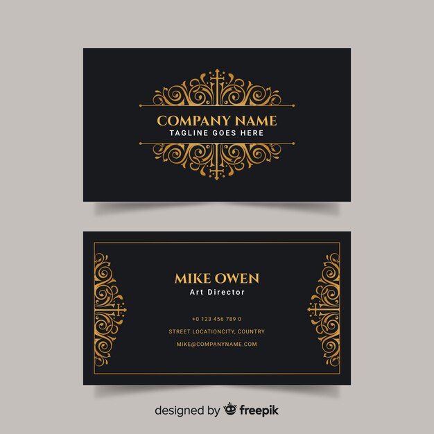 Black and golden business card template