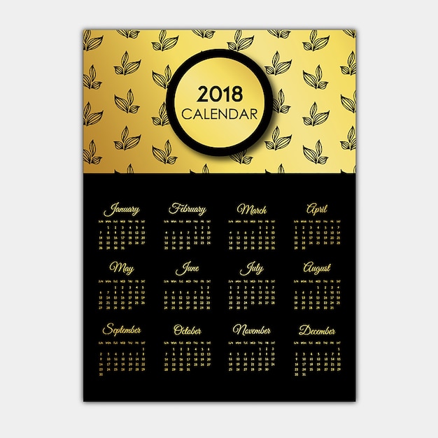 Vettore gratuito disegni del calendario nero e dorato