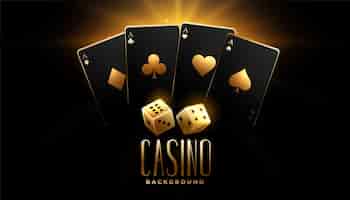 Free vector black and golden casino cards with dice background