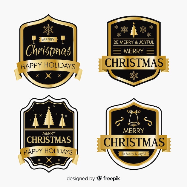 Black and golden christmas badge collection