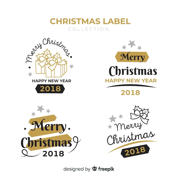 Free vector black and golden christmas badges