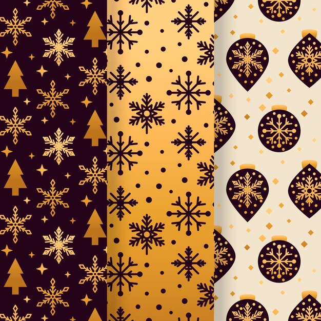 Black & golden christmas pattern collection