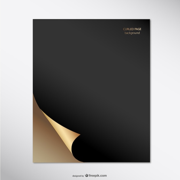 Free vector black and golden curled page