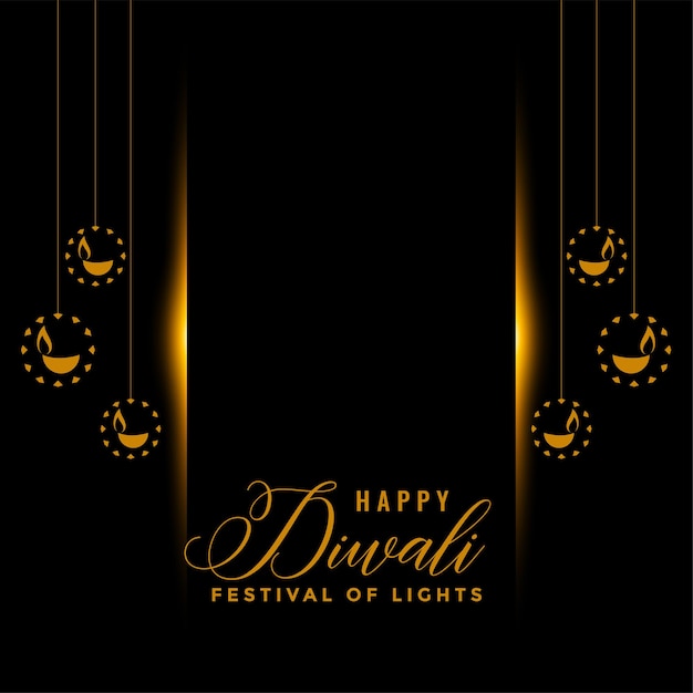 Free vector black and golden diwali festival card design