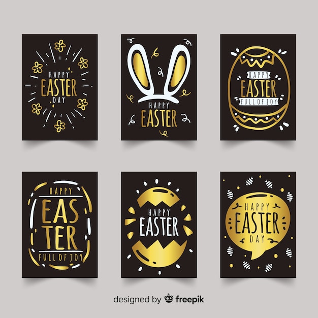 Black and golden easter day card collection