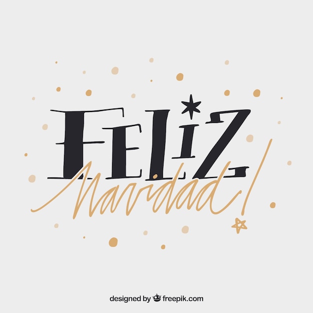 Sfondo nero e dorato feliz navidad lettering