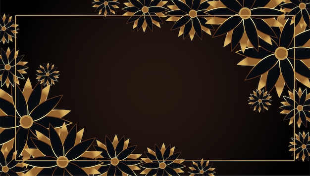 Black and golden flowers background