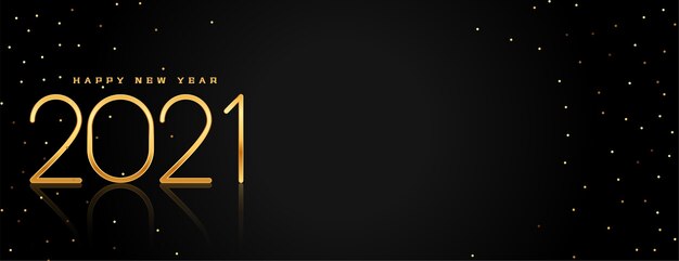 Black and golden happy 2021 new year banner design