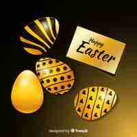 Free vector black and golden happy easter background