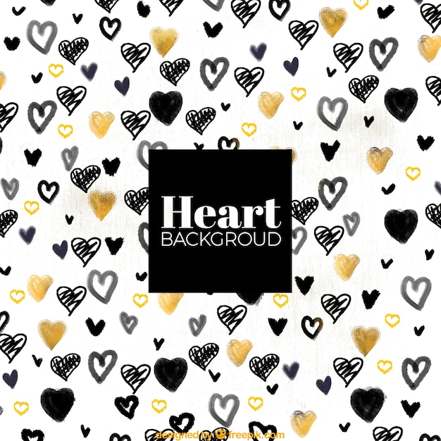 Black and golden hearts background