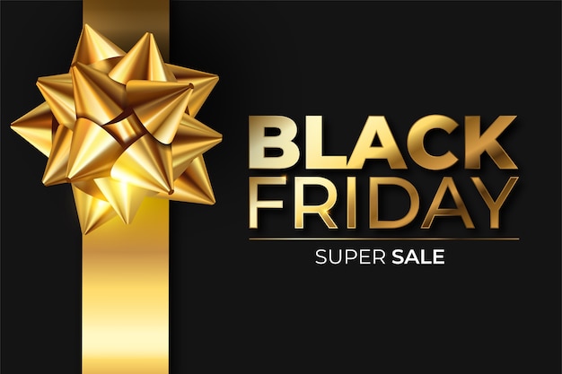 Free vector black and golden realistic black friday banner