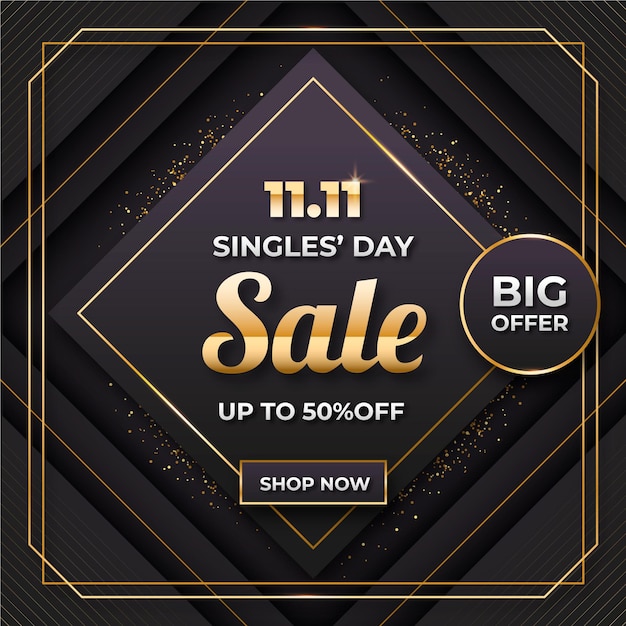Free vector black and golden singles day