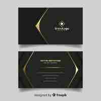 Free vector black and golden visiting card with logo