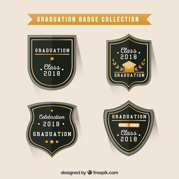 Free vector black graduation label collection