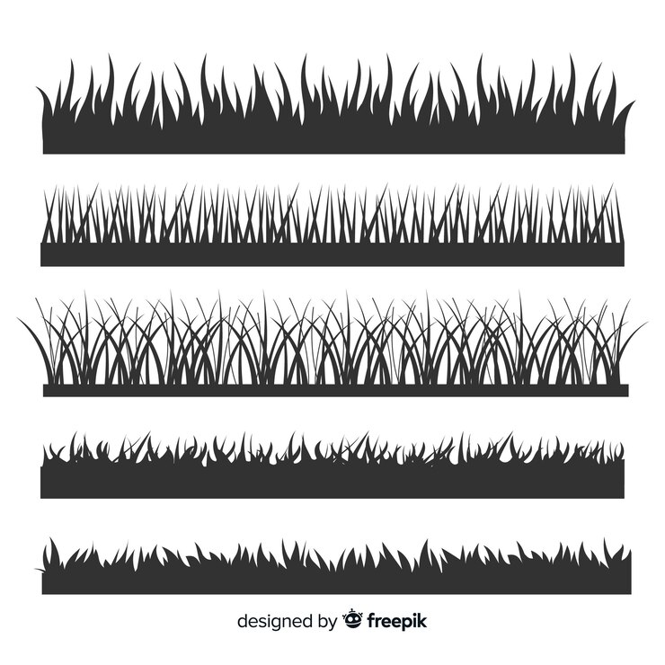 Free Vector black grass border silhouettes collection