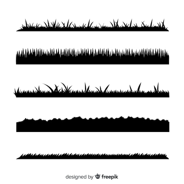 Free vector black grass border silhouettes collection