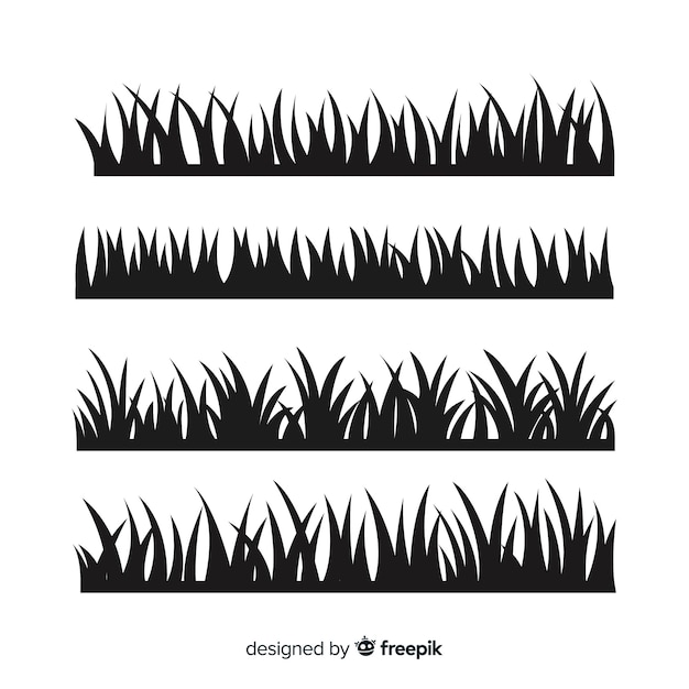 Free vector black grass border silhouettes collection